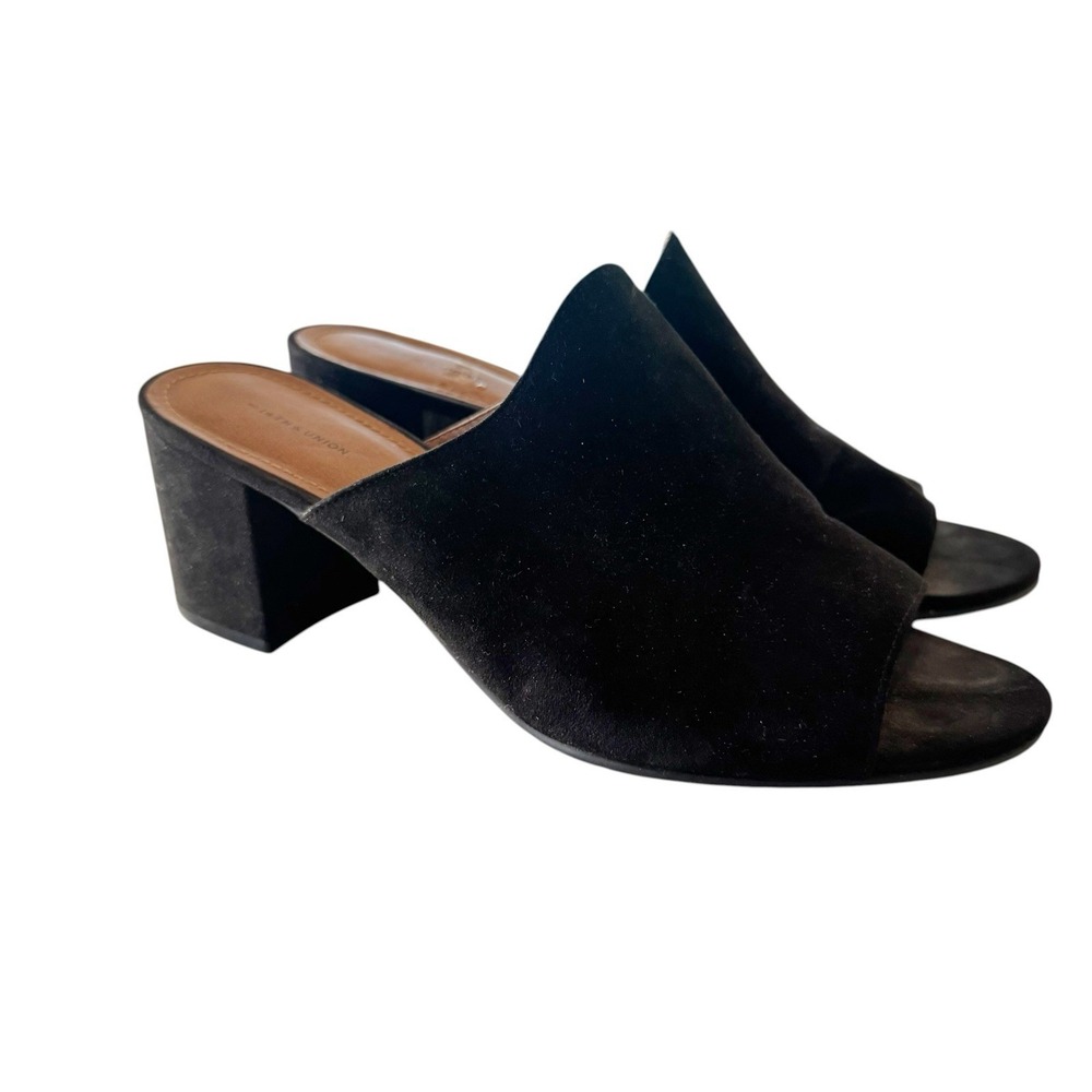 14th & Union Hayzel-fab Black Stacked Block Heels Slip On Shoes Size 11 Y2K